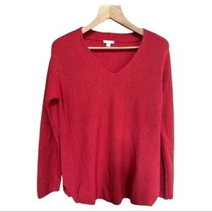 J.Jill Women’s Vneck Coral Knit Sweater, Size Small